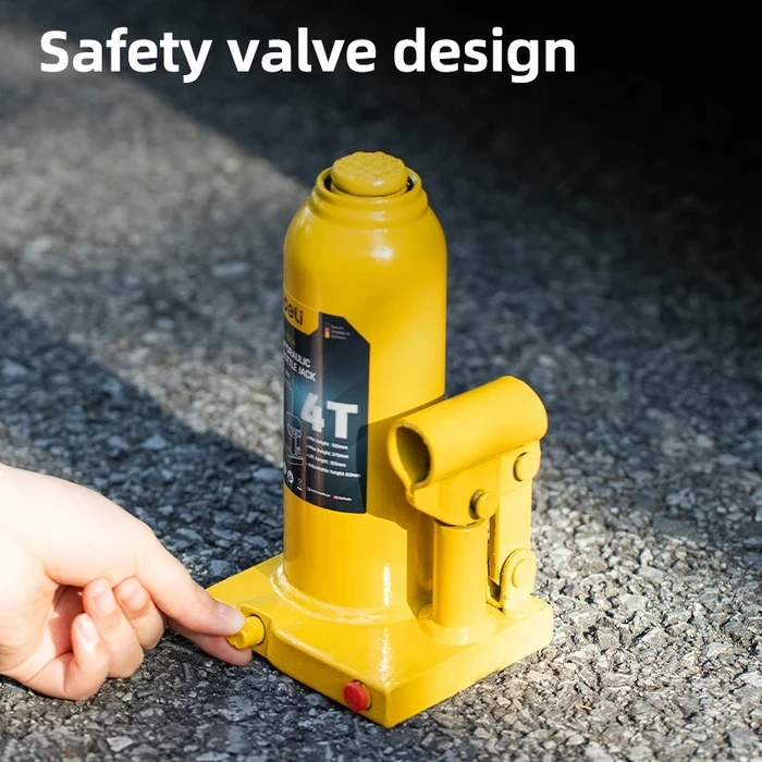 Deli Tools 4-Ton Hydraulic Bottle Jack | Heavy-Duty Welded Auto Lift with Safety Valve (190mm - 370mm) | EDQ71004