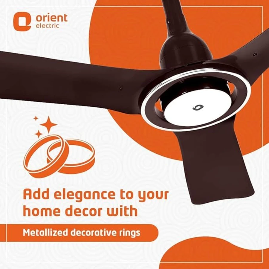 Orient iFloat Ceiling Fan 35 Watts | 215 CMM Airflow | Ultra-Quiet 11dB | Remote Controlled | Aluminium Blades | Lakeside Brown & White