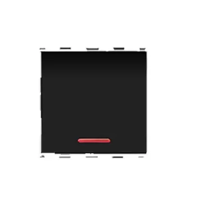 Anchor Roma Urban 66211B 10AX 1-Way Switch with Indicator | ISI Certified | 2-Module Large Rocker | Black Finish | Inductive Load Logic