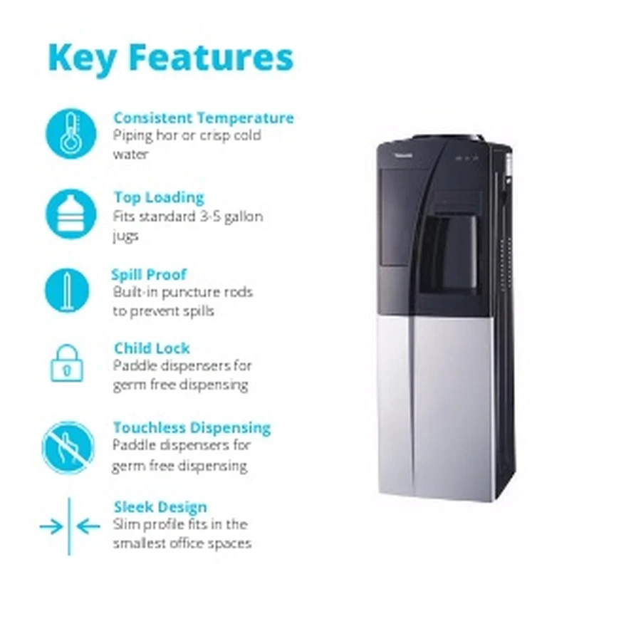 Yasuda Hot & Normal Stand Water Dispenser | 500W Stainless Steel Tank Matrix | Integrated Storage Cabinet & Over-Current Protection | YS-HN23SC
