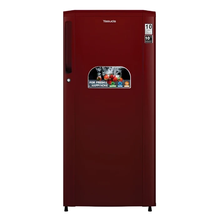 Yasuda 180L Single Door Refrigerator | A++ Energy Saving Eco-Friendly R600a Normal Compressor | Toughened Glass Shelves Anti-Bacterial Gasket Lock & Key Plain Wine Fridge | YSDS180BR