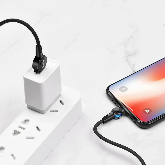 Hoco Magnetic Charging Cable | Rotatable 360-Degree Connectivity Logic | Zinc Alloy & Nylon Matrix | S8
