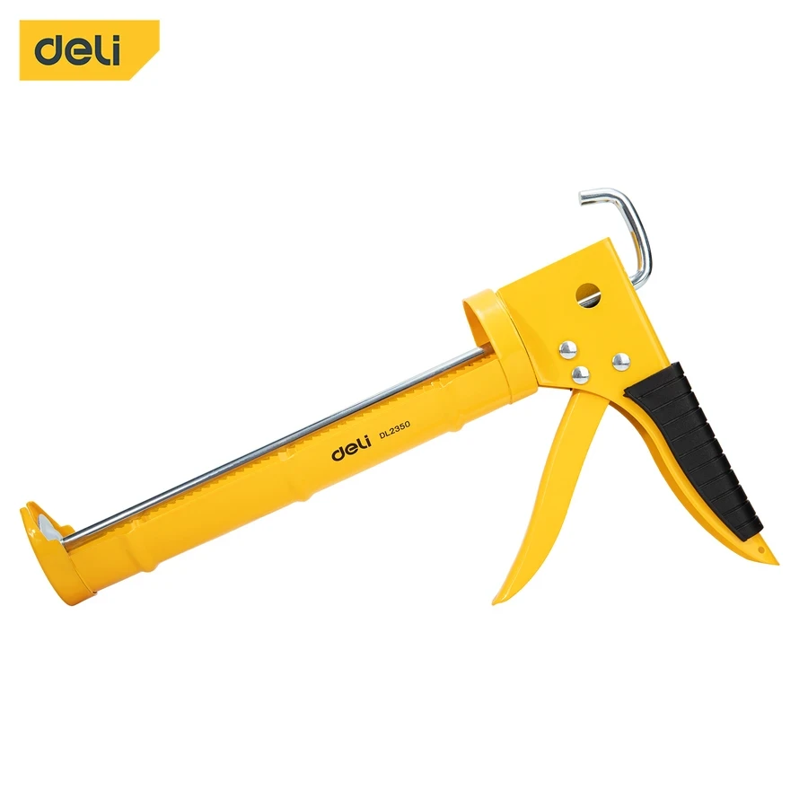 Deli 9" (230mm) Professional A3 Steel Skeleton Caulking Gun | Heavy-Duty Manual Silicone & Adhesive Sealant Dispenser | EDL2350