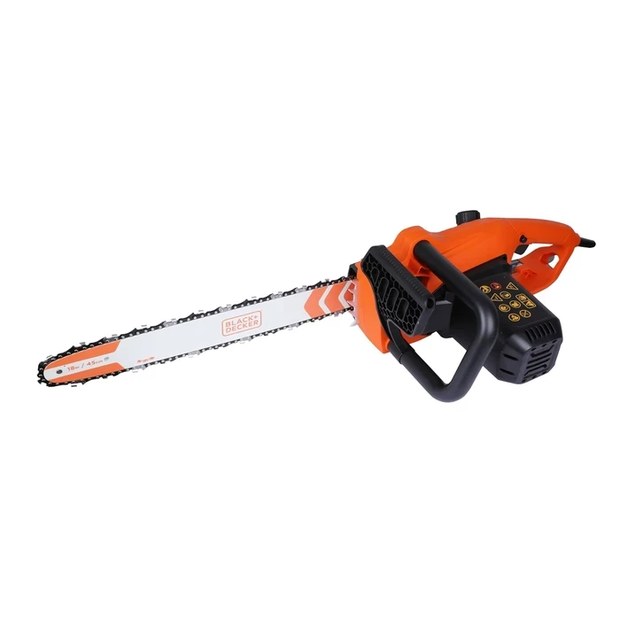 BLACK+DECKER 2200W 45cm (18") Corded Electric Chainsaw | Tool-Free Chain Tensioning & Auto-Oiling Safety Brake Log Cutter | BECS2245-IN