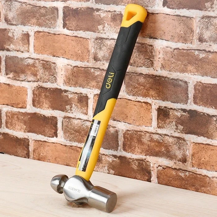 Deli Tools Ball Pein Hammer 500g (1lb) | Drop-Forged 45# Carbon Steel Head with Fiberglass Shock-Absorbing Handle | EDL443016
