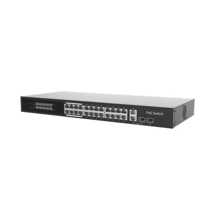 UNV 24-Port 1U Rack Mount Cloud Managed Fast Ethernet PoE Switch with 370W Budget & Gigabit Combo Uplink | NSW3000-24T1GT1GC-POE-IN