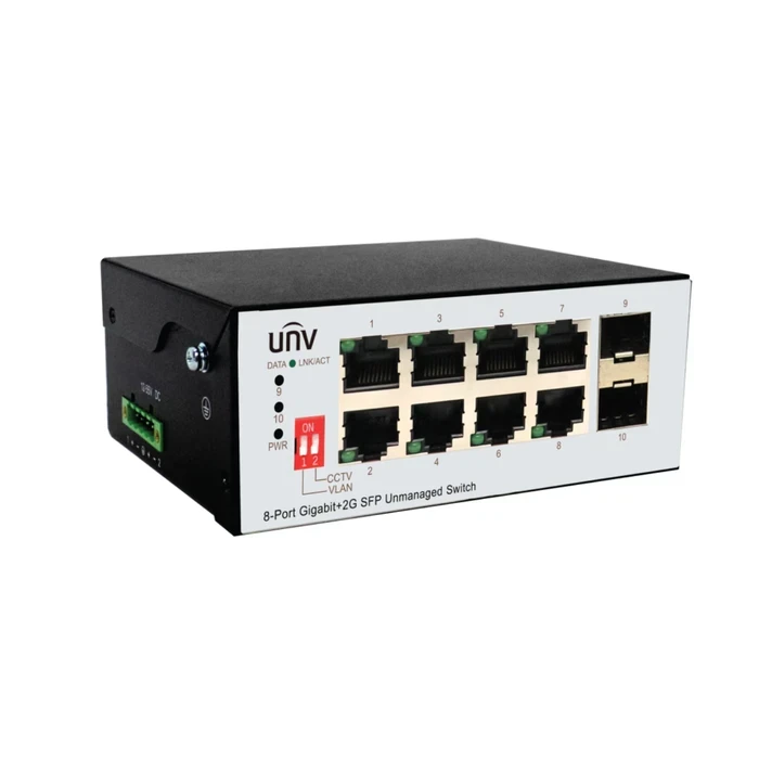 UNV 8-Port Gigabit Industrial Unmanaged Network Switch with 2 SFP Optical Slots & Harsh Environment Protection | ISW2000-8GT2GP-IN