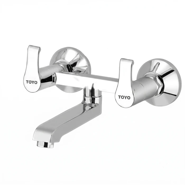 Toyo Wall Mixer Non-Telephonic with Connecting Legs & Wall Flanges | Solid Brass Dual-Line Hot & Cold Shower Valve | AL-51536