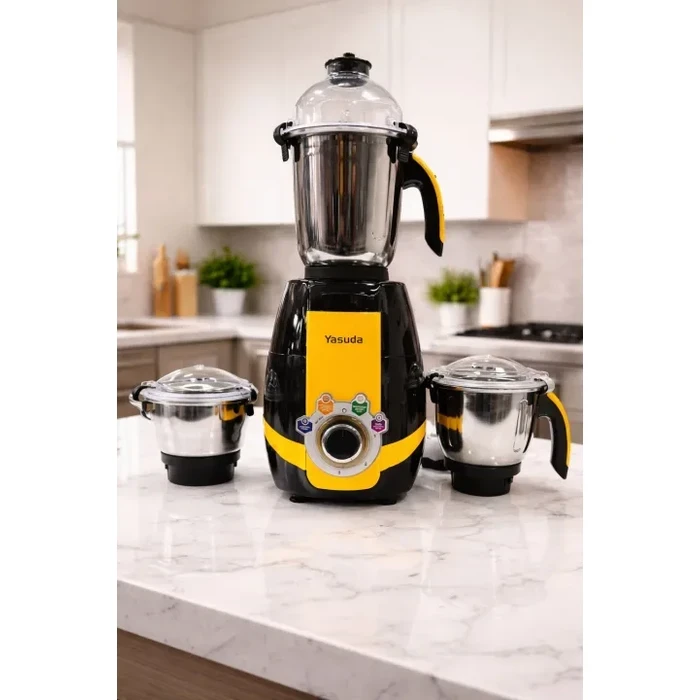 Yasuda Prime 750W Mixer Grinder | Durable Stainless Steel Body | 3 Jars with Flow Breakers Anti-Rust Blades Unbreakable Transparent Lids | YS-3850U