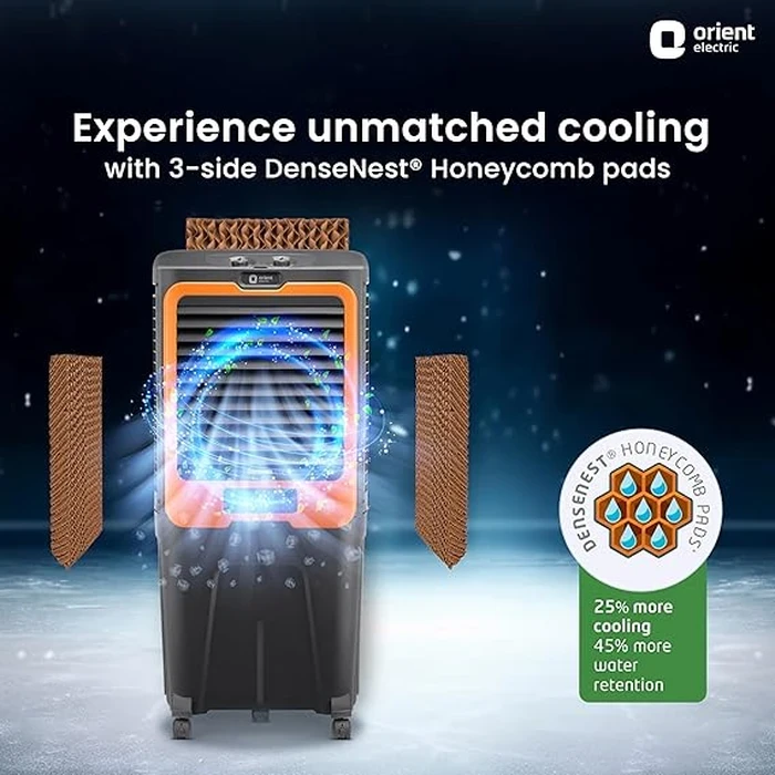 Orient Ultimo 88 Desert Air Cooler | High-Capacity 88 Ltr Water Tank | DenseNest Honeycomb Cooling with Ice Chamber & 190 Watt Low-Power Inverter Motor | CD8803H