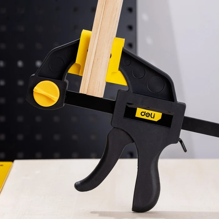 Deli 2PCS Quick Trigger Pistol Bar Clamp Set | 600mm Working Width & 70mm Depth Heavy-Duty A3 Steel Carpenter Vise | Dual Clamping & Spreading 750N Tool | EDL110124-2S
