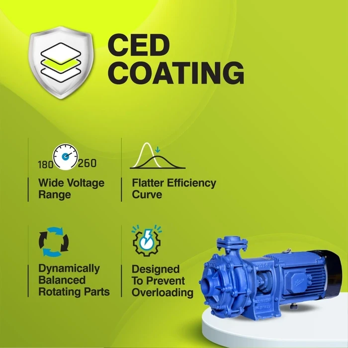 Kirloskar KDT / KDT+ Series Two-Stage Centrifugal Monobloc Pump | 102m High-Head CED Anti-Rust Coated Water Pump for HVAC, Firefighting & Industrial Boosting