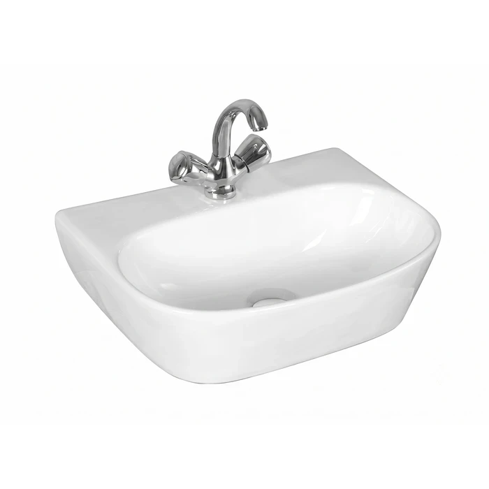 Toyo Wall Hung cum Table Top Basin 17" x 12.8" | Luxury Compact Dual Mount Wash Basin | Premium Vitreous China Ceramic Space Saving Bathroom Sink | 435x325x125mm | TOYO-24303
