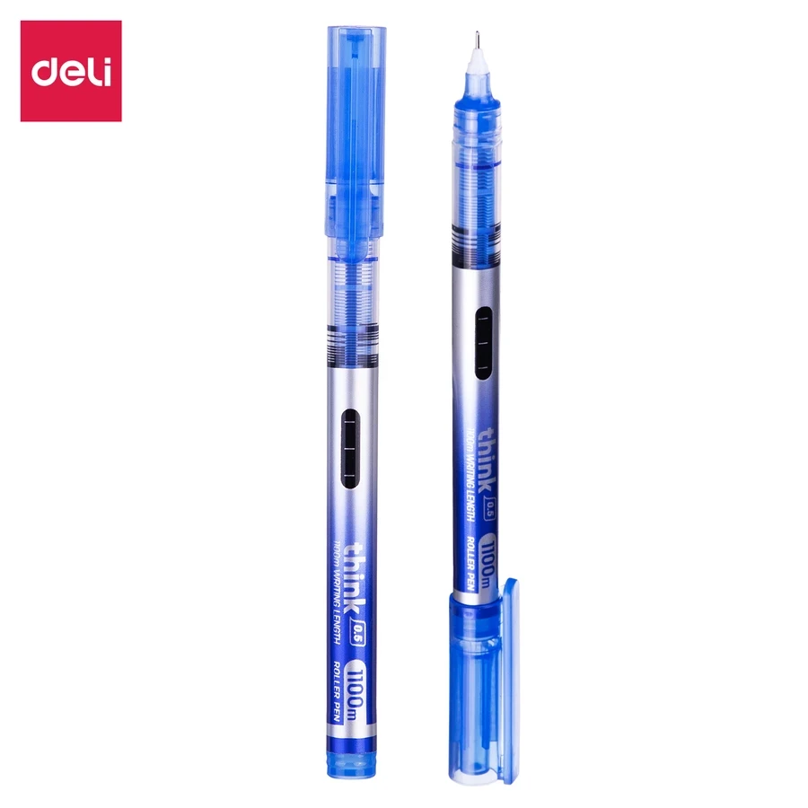 Deli Ultra-Long 1100M Writing Roller Gel Pen | 0.5mm Needle Tip | Black / Blue Ink | EQ300