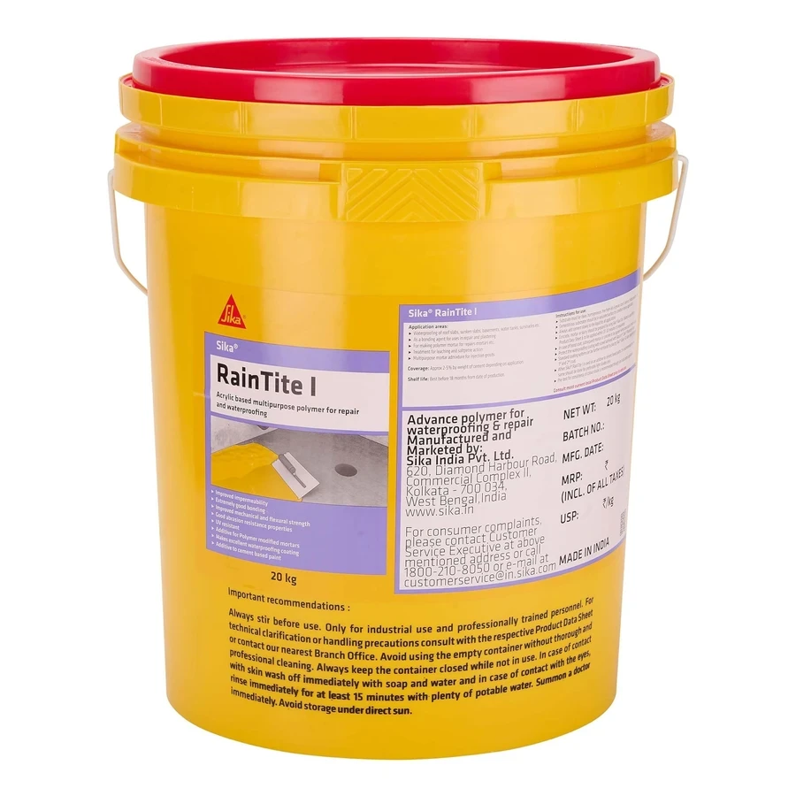 Sika Raintite Acrylic Waterproofing System 1kg to 20kg 114075-AZ | UV Resistant | Anti-Fungal | Interior and Exterior | White
