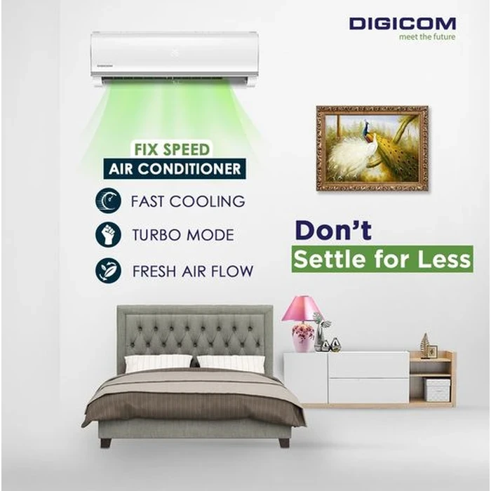 Digicom 1.0 Ton / 1.5 Ton / 2.0 Ton Fixed Speed Air Conditioner | All-Season Heating & Cooling | Turbo Mode Fast Cooling Active Carbon & Titanium Apatite Filter