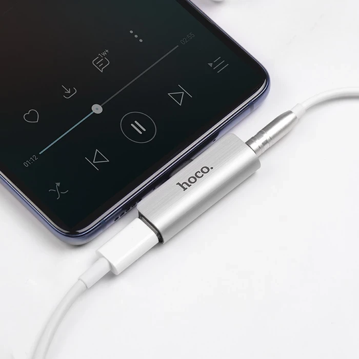 Type-C to 3.5mm Aux Audio Converter | 1.5A Pass-Through Charging Dual Splitter | Supports Microphone & Wire Volume Control Adaptive Hub | Silver | Ls26