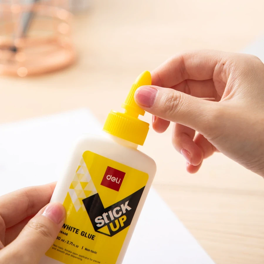 Deli 120mL Jumbo Washable White Glue (12-Piece Pack) | Non-Toxic Strong Liquid Adhesive with Twist-Lock Precision Applicator | E39447