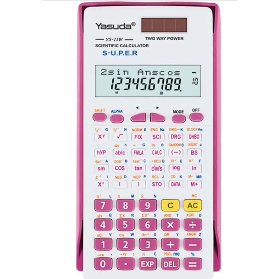 Yasuda YS-11WS Scientific Calculator - Pink Color, Powered by 2 AA Battery, with FLMA and Reset Buttons