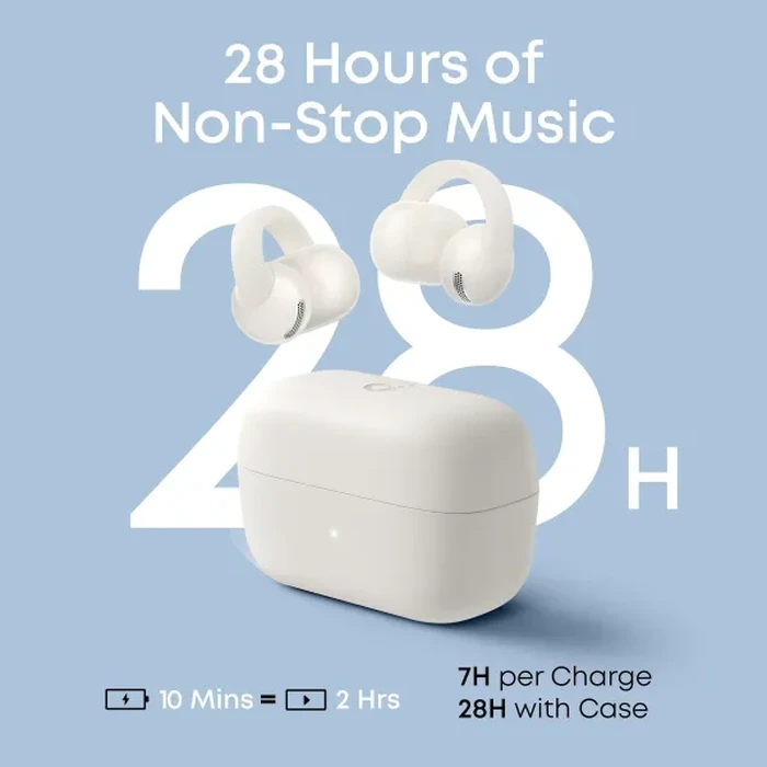 Anker Soundcore C50i Open-Ear Clip-On Wireless Earbuds | Breathable FlexiClip Titanium Fit, 12mm Bass Drivers & AI Clear Calls in Minimalist White