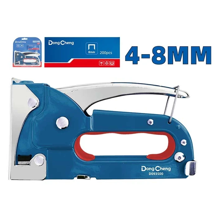 Dongcheng DG 4-8mm Manual Hand Staple Gun | Heavy-Duty All-Steel Upholstery Tacker for 11.3mm Crown Staples with Handle Lock | DG Series