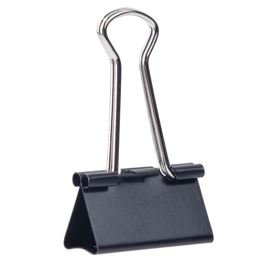 Deli 32mm (1 1/4") Modern Spring Steel Binder Clips (12-Piece Pack) | Heavy-Duty Fully Coated Metal Paper Clamps with Foldable Handles (Black) | E38563