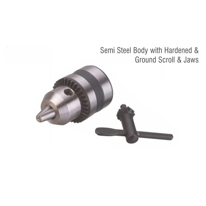 Baum Heavy Duty Key Type Drill Chuck With Hardened Steel 3-Jaw Spindle Mount For 10mm 3/8"-24UNF & 13mm 1/2"-20UNF Drilling Spindles Art-236