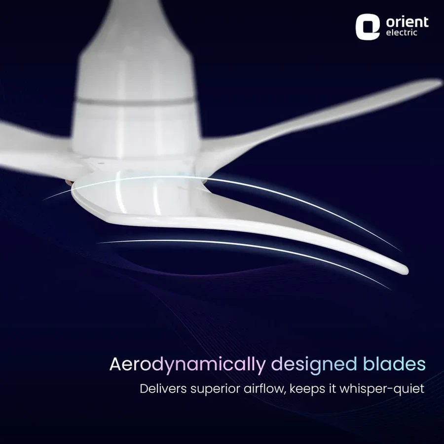 Orient Aerosense BLDC Ceiling Fan 40 Watts | 5-Star Rated | 1200 MM Sweep | 245 CCM Airflow | Remote Control | White