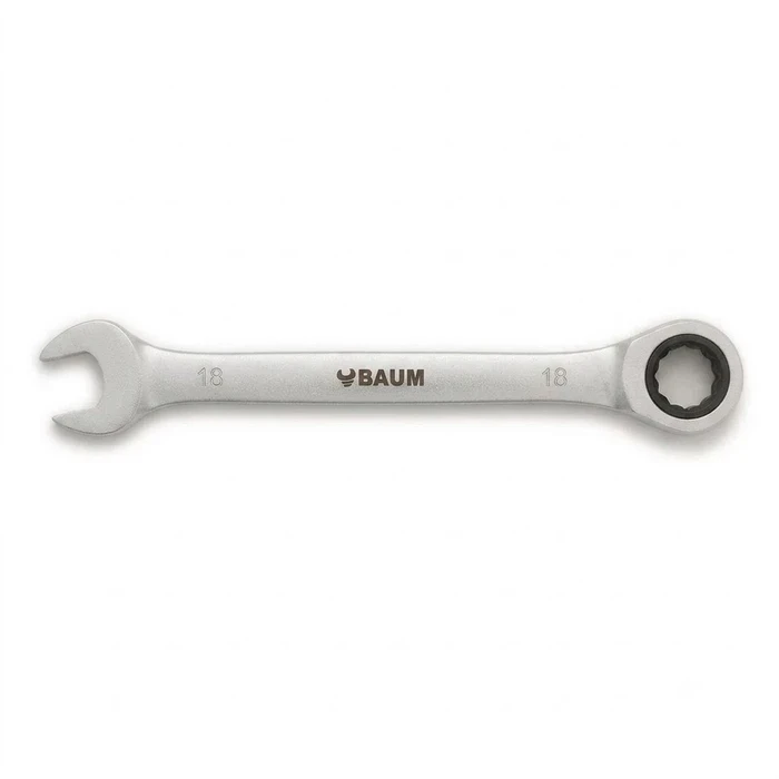 BAUM Heavy-Duty Jumbo Flex-Head Combination Ratcheting Wrench | High-Polish Chrome Vanadium Steel 90-Tooth Gear Wrench | Model ART 55 (Sizes 18mm to 32mm)