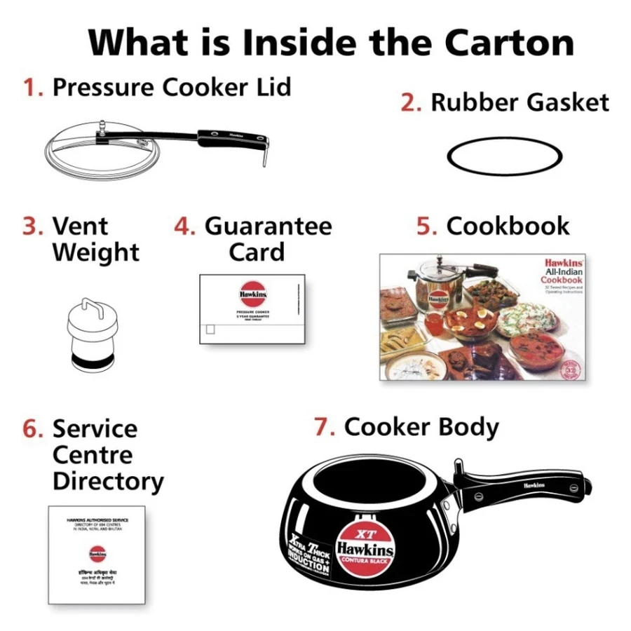 Hawkins CXT20 2L Contura Black XT Pressure Cooker | Hard Anodised Body | Induction Base | Stainless Steel Lid | Black