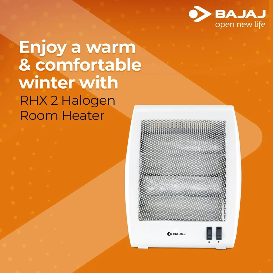 Bajaj Electric Room Heater | Adjustable Temperature & DuraElement Technology with Safety Tip-Over Switch | 260028 RHX 2