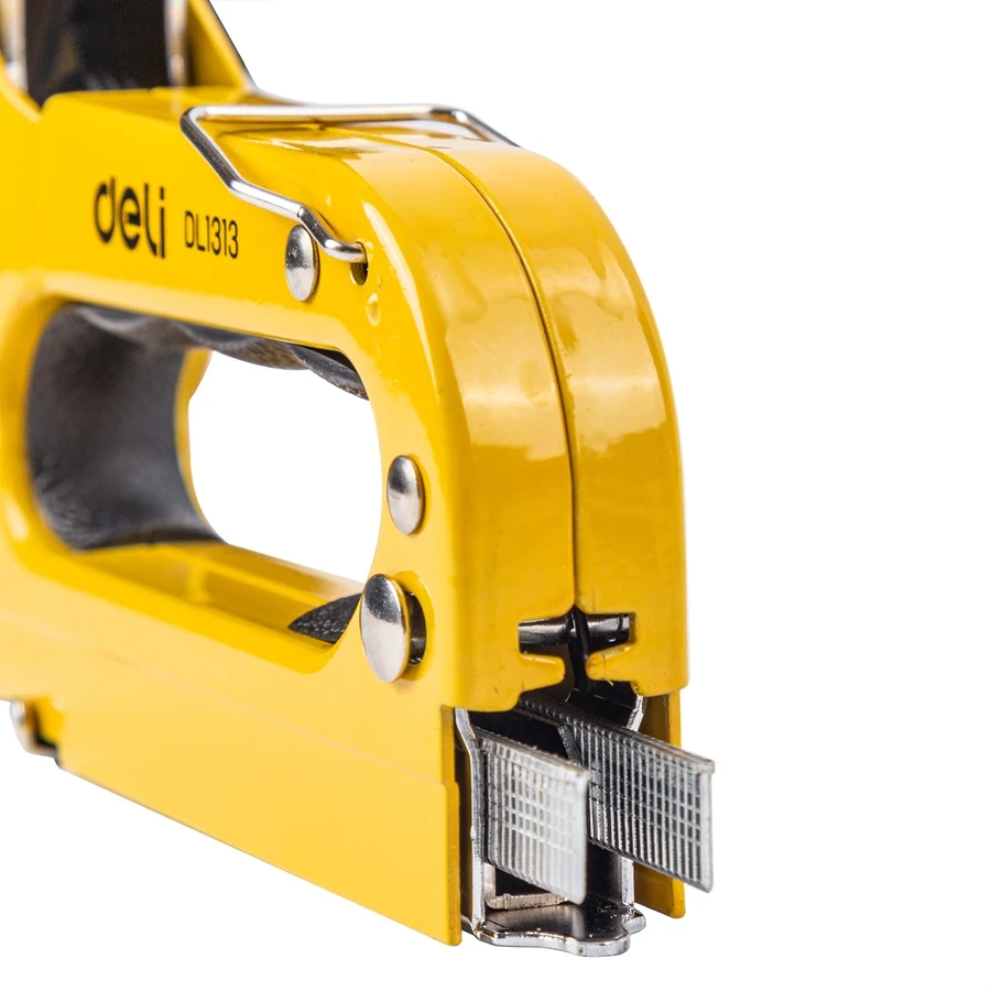 Deli 3-in-1 Professional Full Steel Staple Gun | Heavy-Duty 4-8mm Manual Tacker with Adjustable Driving Force for D, U & T Nails | EDL1313