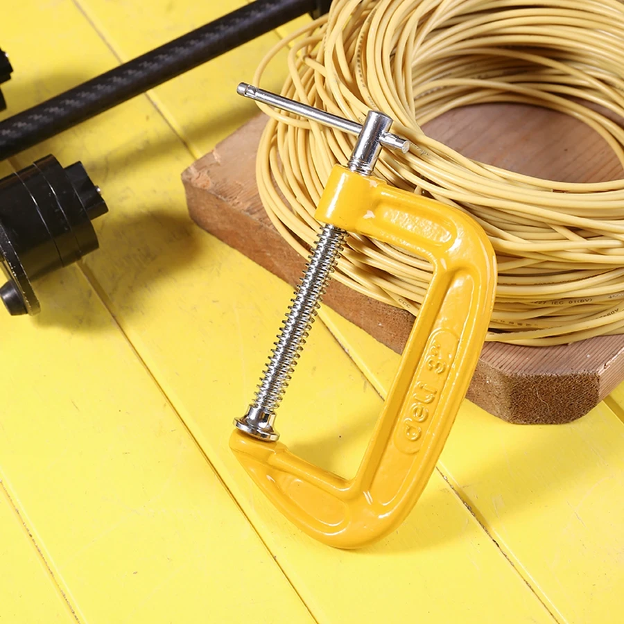 Deli Compact Heavy Duty G Clamp 3" Durable Steel Frame C-Clamp for Small-Scale Gluing, Hobby Work & Temporary Fixturing | EDL-G203