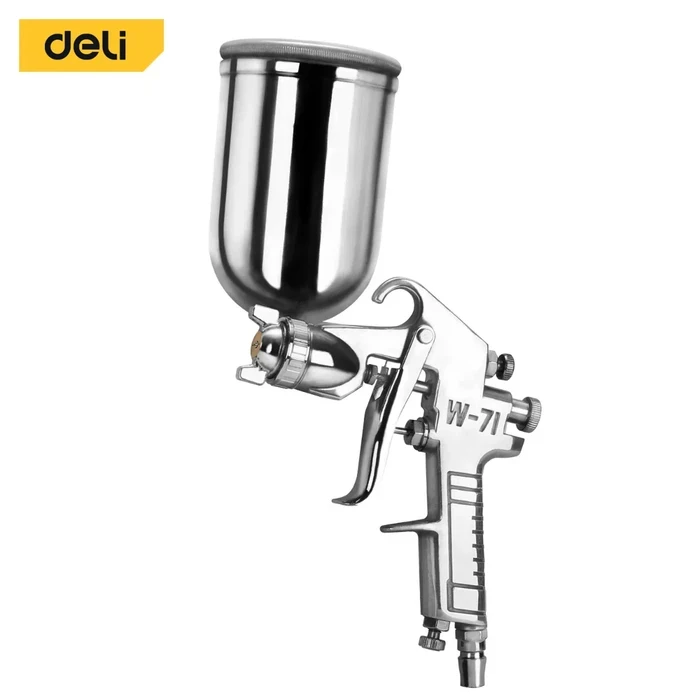 Deli 400CC Pneumatic Air Spray Gun | Premium Die-Cast Aluminum Body with 1.5mm Stainless Steel Nozzle & Copper Atomizing Cap for Steel Structures | EDL-QPQ-W71G