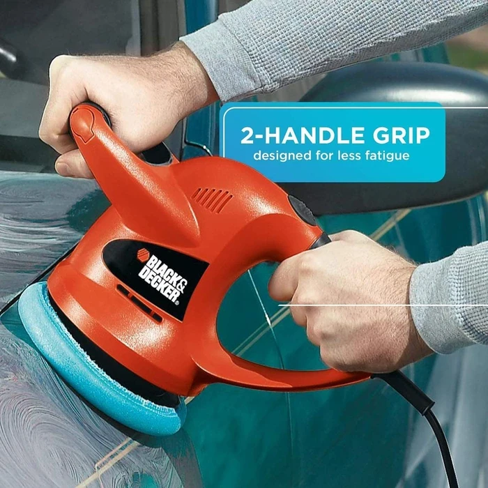 BLACK+DECKER 150mm (6") Random Orbit Car Polisher & Waxer | 60W 4,400 RPM Swirl-Free Dual-Handle Automotive Buffer | KP600-AE