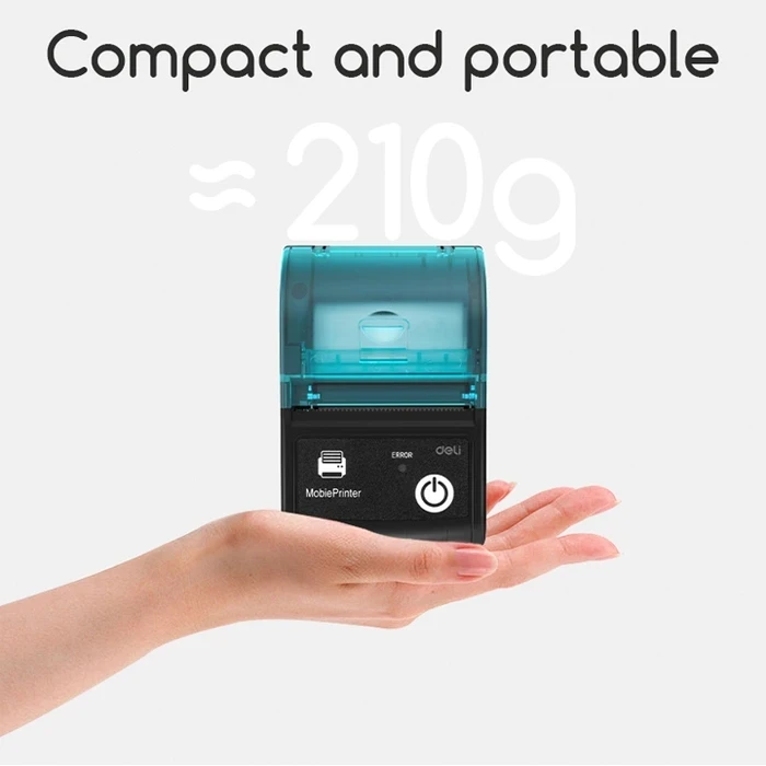 DELI 2.0" Portable Wireless Direct Thermal Receipt Printer | 60mm/s 203 DPI Bluetooth & USB Type-C Mobile POS Billing Machine | ES421