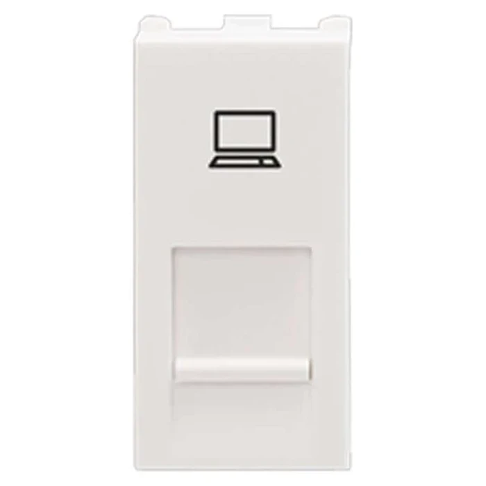 Anchor Roma 66555 RJ45 Receptor with Shutter | Single Port Ethernet Data Logic | 1-Module Modular | Flame Retardant Polycarbonate Shield