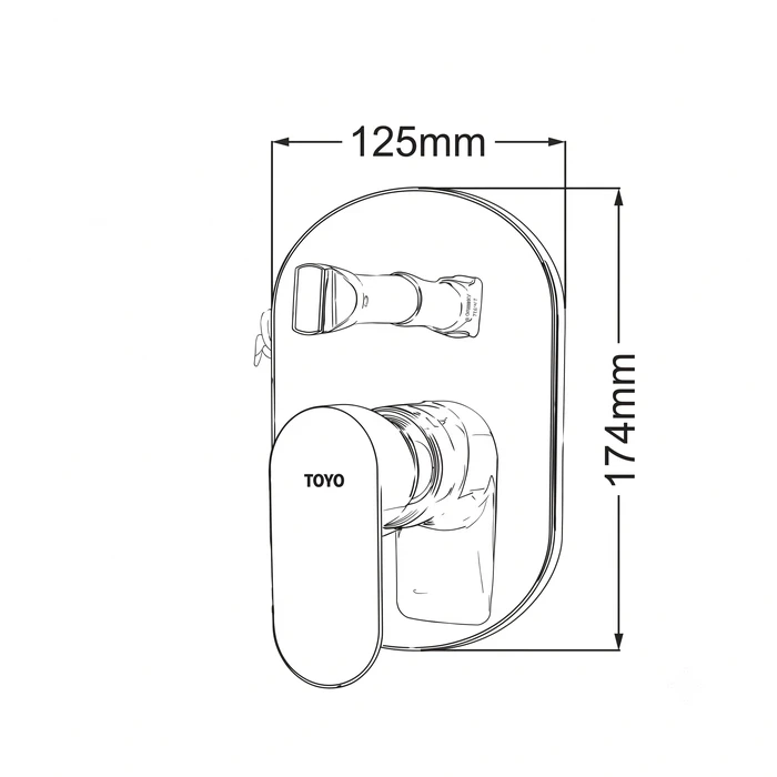 Toyo Concealed Shower Diverter Upper Part Set with Polished Chrome Finish, Smooth Selector Knob & Wall Flange Plate | Model No. CO-52112