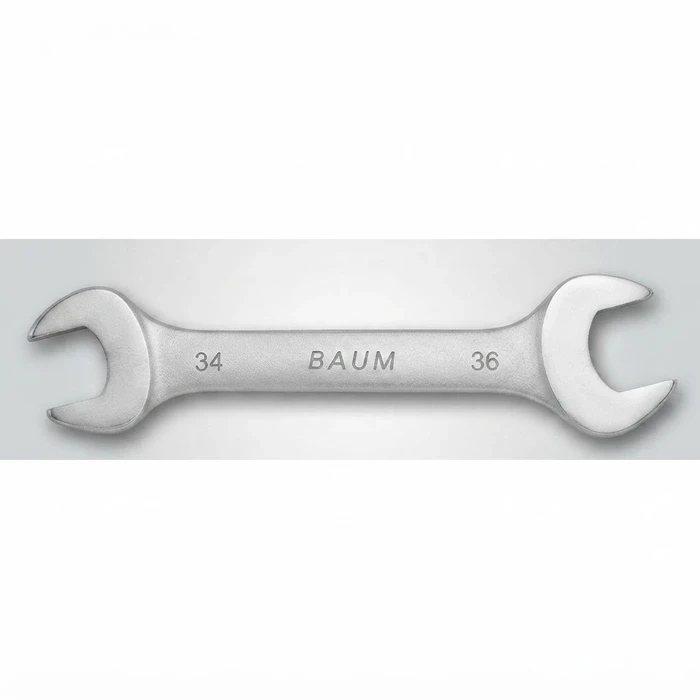 BAUM Heavy-Duty Large Chrome Vanadium Double Open-Ended Spanner | 3-Layer Nickel Chrome Rough Matt Finish Oval Body Wrench | Model ART 12E (Sizes 24mm to 60mm)
