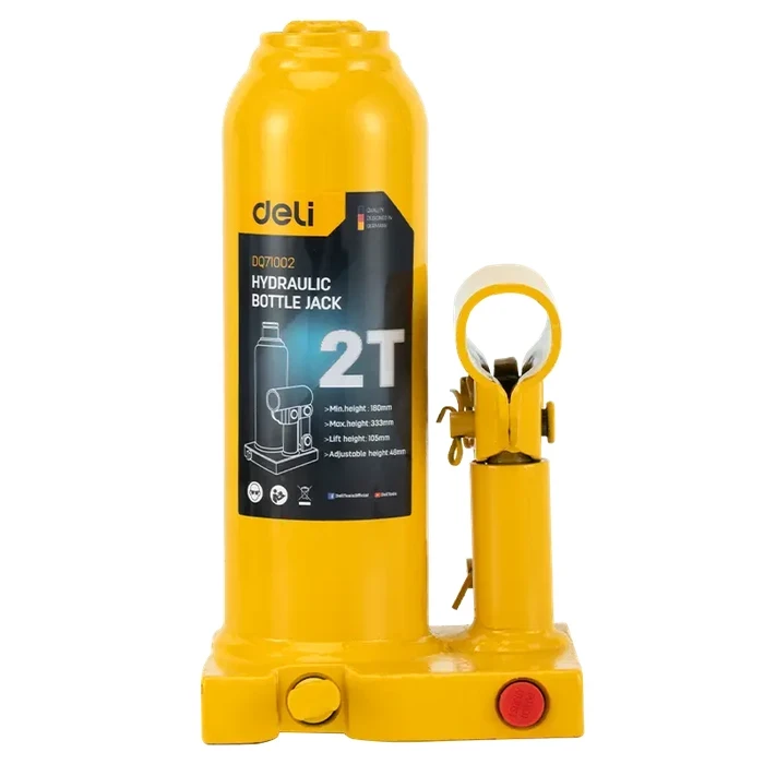 Deli Tools 2-Ton Hydraulic Bottle Jack | Heavy-Duty Welded Auto Lift with Safety Valve (180mm - 333mm) | EDQ71002