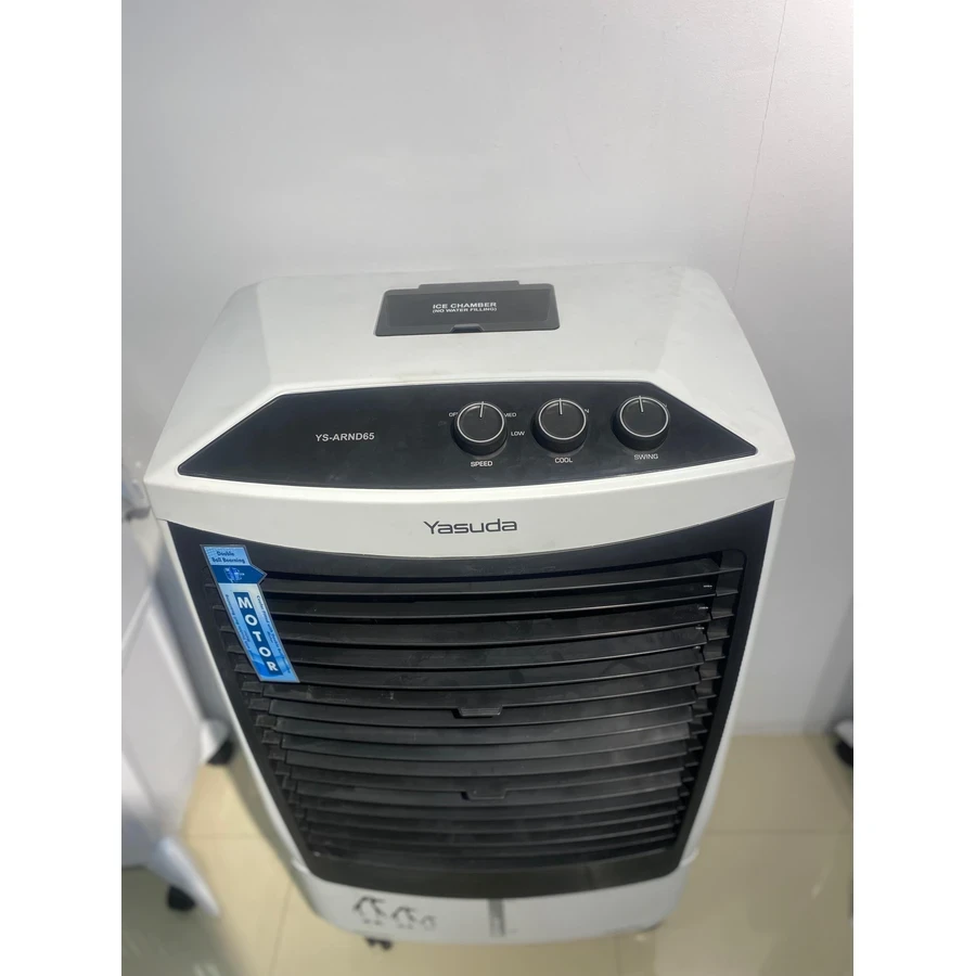 Yasuda Desert Evaporative Air Cooler | 65L Water Tank & High-Density Honeycomb Pad | Hydro Air Technology & Ice Chamber | White / Grey | YS-ARND65
