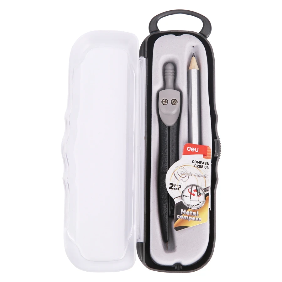 Deli Orbit Classic Stainless Steel Geometrical Compass | Includes Pencil & Storage Box | EG20804