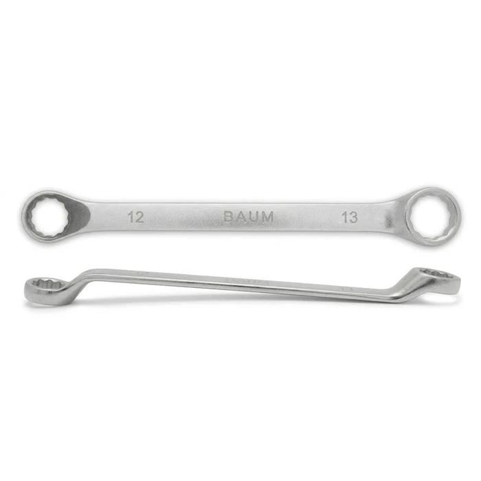 BAUM Heavy-Duty Chrome Vanadium Bi-Hexagon Ring Spanner | 12-Point Rough Matt Chrome Finish Oval Body Wrench | Model ART 23E