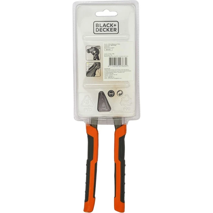 BLACK+DECKER 250mm (10") Heavy-Duty Carbon Steel Waterpump Plier | ANSI Certified Bi-Material Soft Grip Groove Joint Plumbing Pliers | BDHT81589