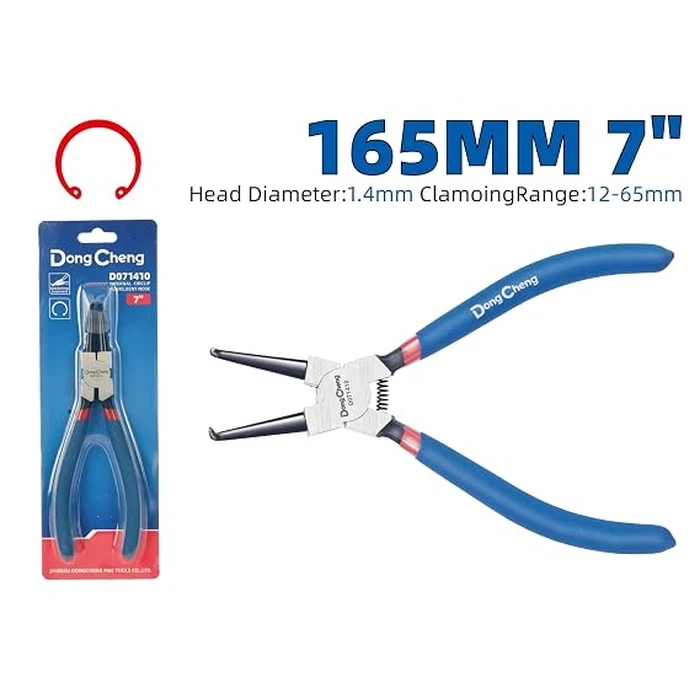 Dongcheng 7" Heavy Duty Internal Bent Circlip Pliers (175mm) | Forged High-Carbon Steel Snap Ring Removal & Bearing Installation Tool with Anti-Rust Black Oxide Finish | DG Series