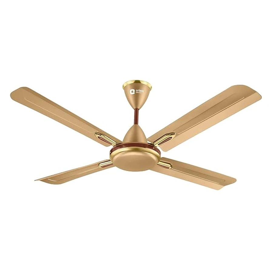 Orient Quadro Ornamental 4-Blade Ceiling Fan 60W | 1200mm | BEE Star Rated | 230 CMM Airflow | Silver Blue, Sea Green, Ivory Cherry & Golden Chocolate