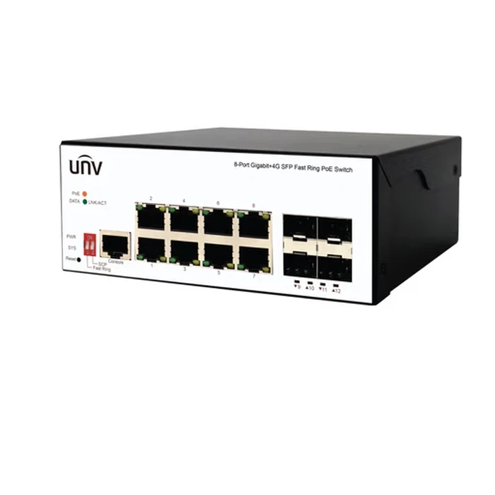 UNV 8-Port Industrial Gigabit Managed PoE Switch with 4 SFP Fiber Slots, 120W Budget & ERPS Ring Protection | ISW5000-8GT4GP-POE-IN