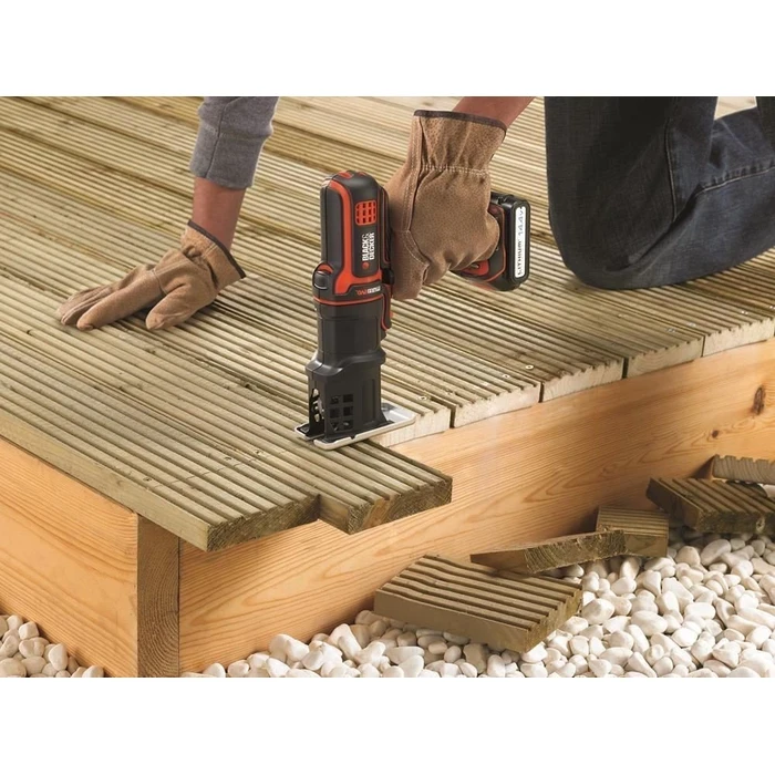 BLACK+DECKER Multievo Modular Jigsaw Attachment Head with 5 Wood Blades | Tool-Free Quick-Clamp Curved & Scroll Saw Head | MTJS1-XJ