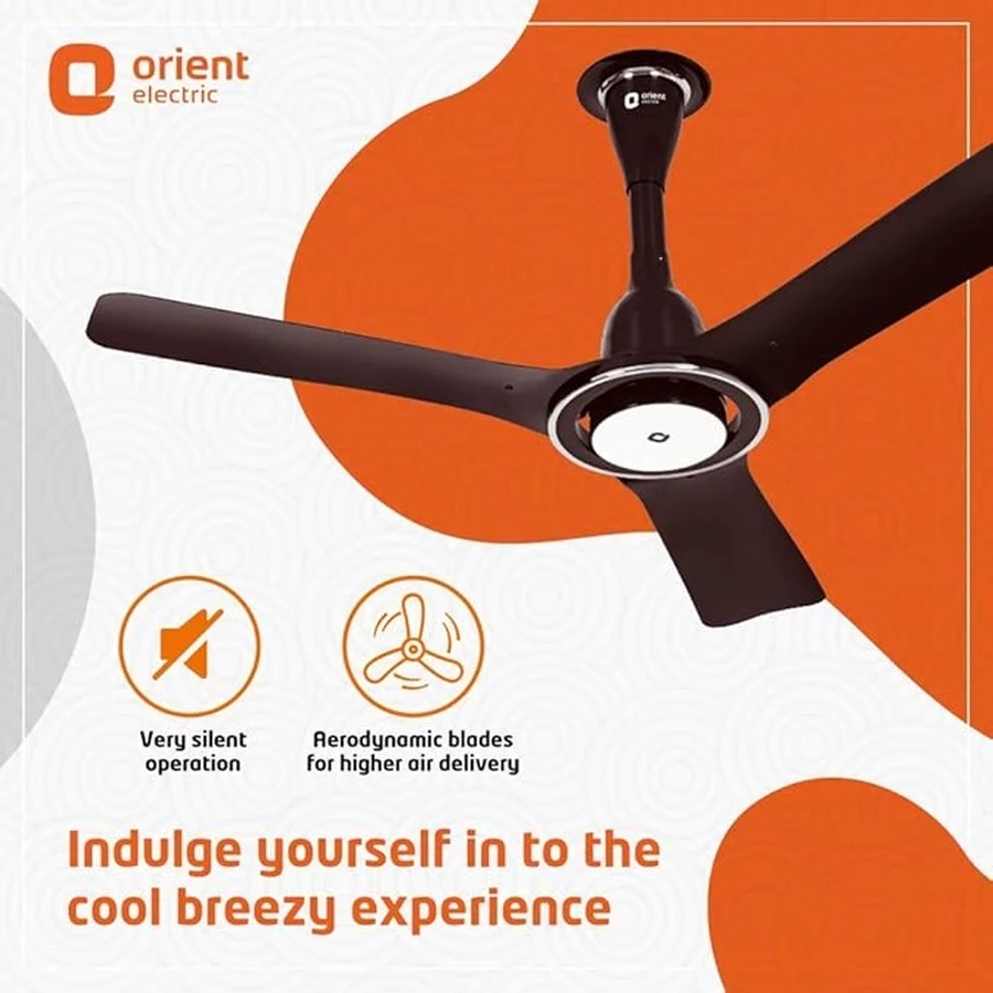 Orient iFloat Ceiling Fan 35 Watts | 215 CMM Airflow | Ultra-Quiet 11dB | Remote Controlled | Aluminium Blades | Lakeside Brown & White