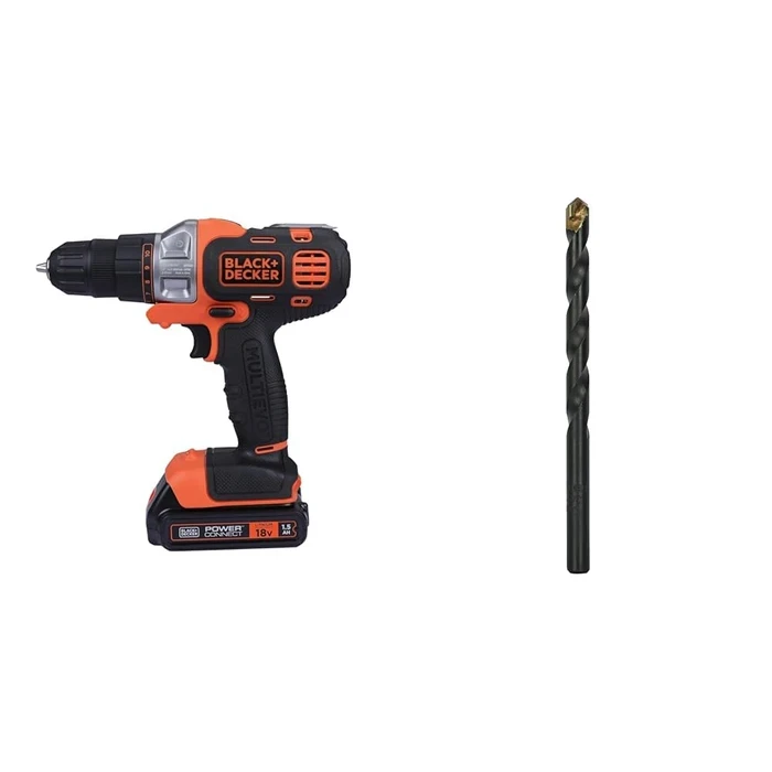 BLACK+DECKER 18V Cordless Multi Drill Driver Kit with 10mm Keyless Chuck, Bits & Storage Box | Variable Speed Reversible Driver | MT218K-GB